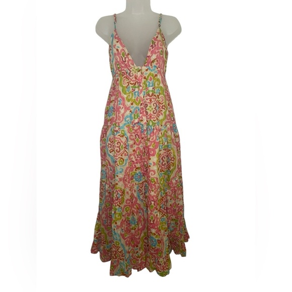 House of Harlow 1960 Hazel Batik Maxi Dress Open Back Boho Size Small - Picture 2 of 6